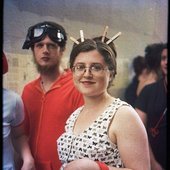 Mirah (and Arrington de Dionyso) at the Yoyo a Go Go fashion show, 1999.