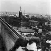 anna karina with j-l godard in copenhagen