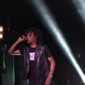 Danny Brown wearing a Death Grips Government Plates shirt 