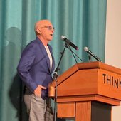 Jimmy Iovine at a podium at the Iovine and Young Center Inglewood announcement ceremony