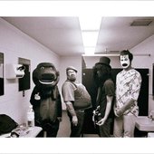 Nirvana backstage on Halloween, 1993.