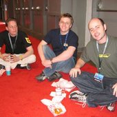 Joris de Man (Guerrilla Games), Dave Ranyard (Sony Europe) and Ninja Tune record label rep Allister