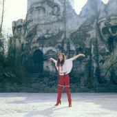 Kate bush in front of a castle