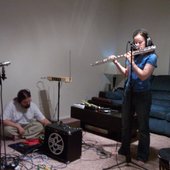 Recording Bass Flute and Effects (left to right: Timbill, Melissa)