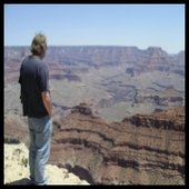 One Inch Man about to fall into the Grand Canyon