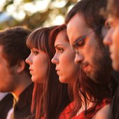 The band on the set of their music video.