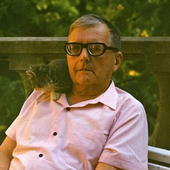 Shostakovich posing with cat