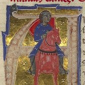 Giraudo on a red horse, from a 13th-century manuscript