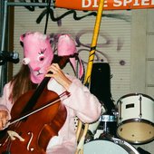 2 rabbits on the stage