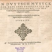 Title page of Een Duytsch musyck boeck published by Phalesius and Bellerus in 1572