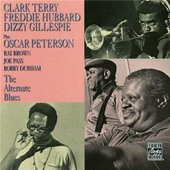 Clark Terry, Freddie Hubbard, Dizzy Gillespie & Oscar Peterson.jpg