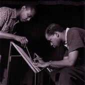 J.J. Johnson and Clifford Brown during a rehearsal for Johnson’s The Eminent J. J. Johnson session of June 22 1953 (photo by Francis Wolff)