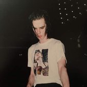 Cave wearing Madonna shirt