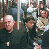 Pope Francis on a train in Buenos Aires