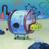 SpongeBob in an iron lung