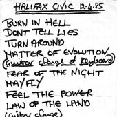  Setlist for gig at Halifax Civic Theatre 12/4/85