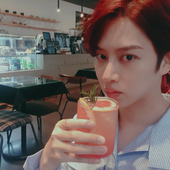 Heechul drinking juice