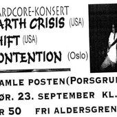 Flyer fra konsert med Earth Crisis og Shift 23.09.95