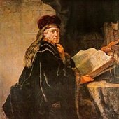 Rembrandt - A Scholar Seated at a Desk