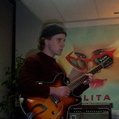 Posing with guitar