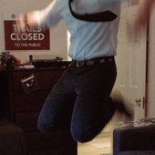 james (tuesday chicken) jumping in the air