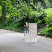 half-protruding figure