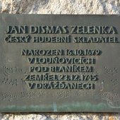 Jan Dismas Zelenka memorial plaque in Louňovice po Blaníkem, Czechia.