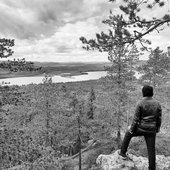 Jakob observing Kvenland, Svanstein, Northern Sweden.