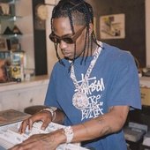Travis looking at records
