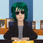 Lil Flexer at desk