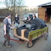Preparation for Saxon-Czech \"Musikabend\" in Mynettfabrik in Steinbach-Oberschaar, Germany (2.4.2011)
