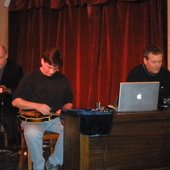 Pender plays a little laptop mandolin at Spark Fest 2009.