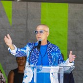 Jimmy Iovine speaks to the audience at the opening ceremony for the Iovine and Young Center in Los Angeles