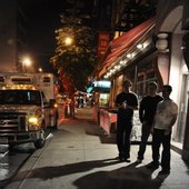 DT Outside Arlene's Grocery, NYC