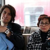 Dan Young on the bus with my grandmother.