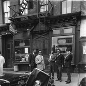 Albert Ayler and his group in front of Slugs