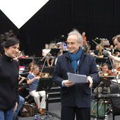 Hiba Al Kawas with Jose Carreras & Conductor David Gimenez during rehearsals at DIFC 2006