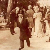 Johann Wolfgang Goethe und Ludwig van Beethoven bei einem Treffen von 1812.png