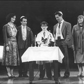 Stephen Bogardus, Barbara Walsh, Chip Zien, Jonathan Kaplan, Michael Rupert, Heather MacRae and Carolee Carmello in the original Broadway production of Falsettos