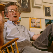 Noam Chomsky in his office at MIT in 1988