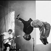 on stage black and white