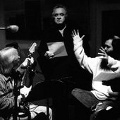 Johnny Cash in the studio with Tom Petty and Rubin, 1996