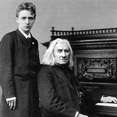 Liszt with pupil Bernhard Stavenhagen, London, April 1886.