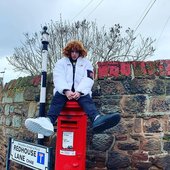 Michael on a mailbox