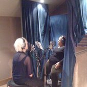 Freesh recording BVs with Jocelyn Brown at The Bunker