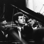 A youthful Van Cliburn, captured mid-concerto.