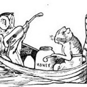Edward Lear's sketch for his poem ,Owl and the Pussycat.