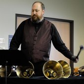 Playing bass handbells - December 2010