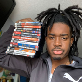 cochise holding a bunch of games