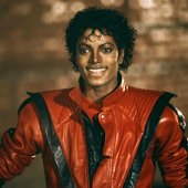 Michael Jackson on the set of “Thriller" music video.